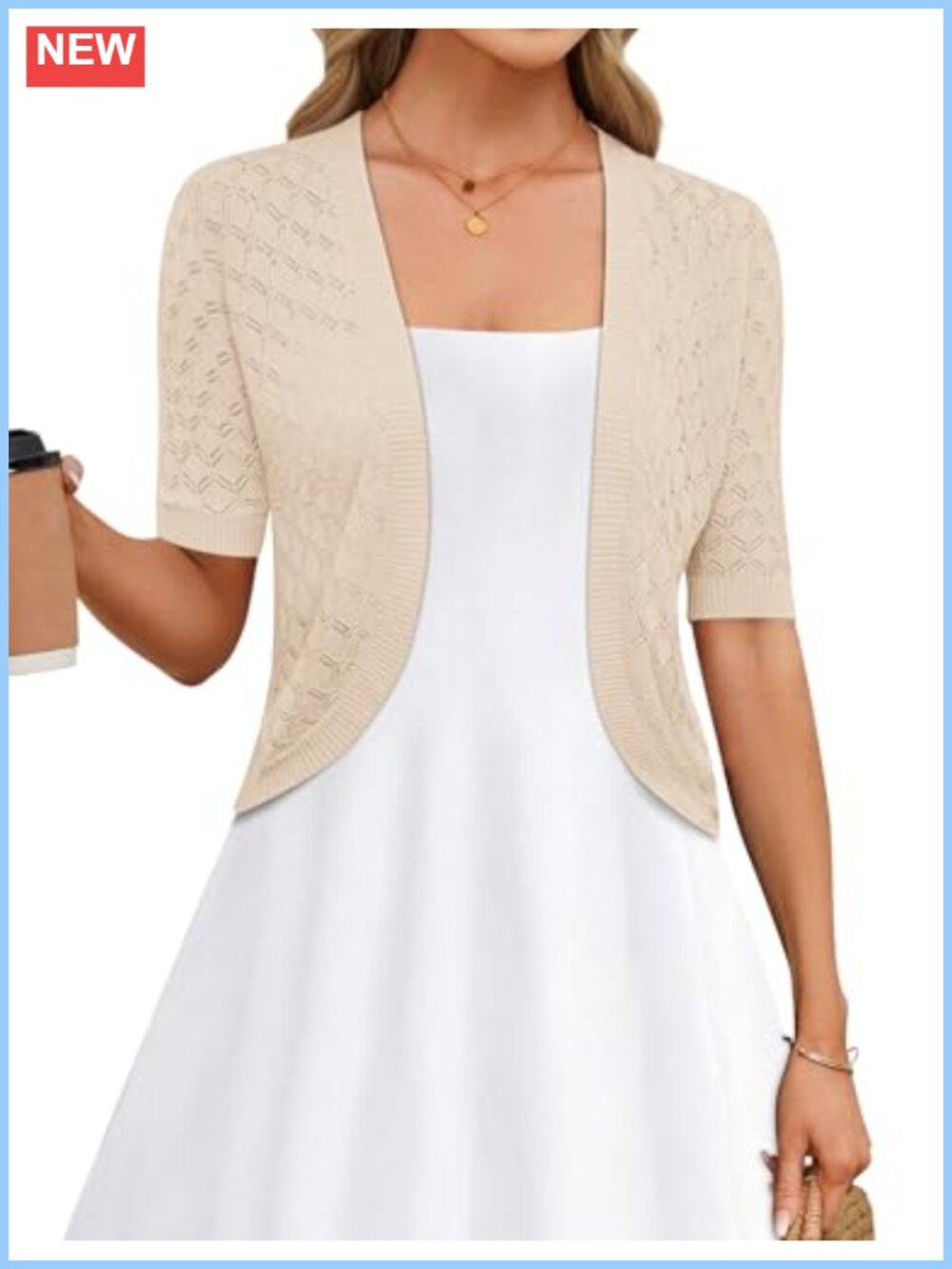 Cropped Cardigan Short Sleeve Bolero Shrug Open Front Lightweight Knit
